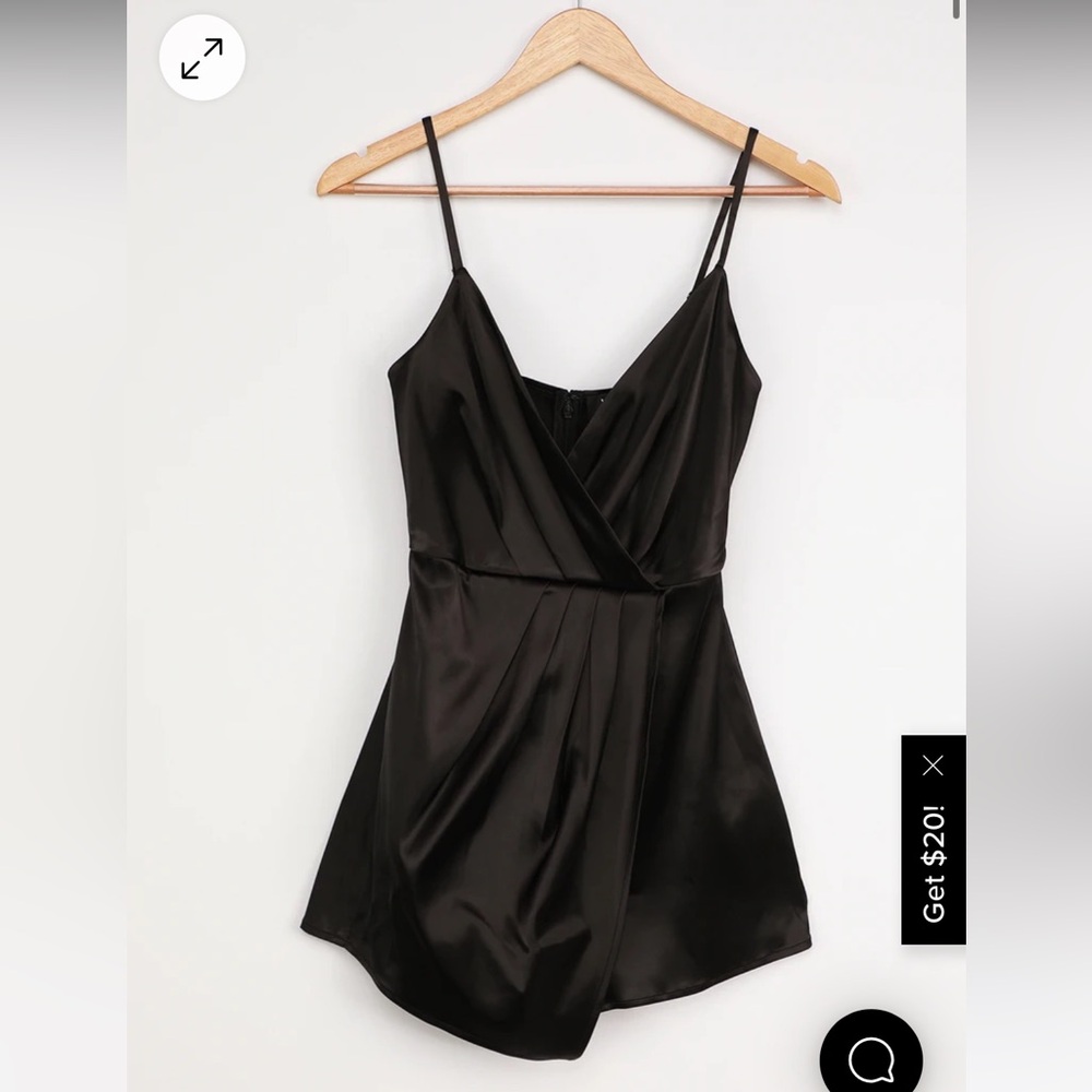 Worn once Lulus Party Mood Black Satin Pleated Romper